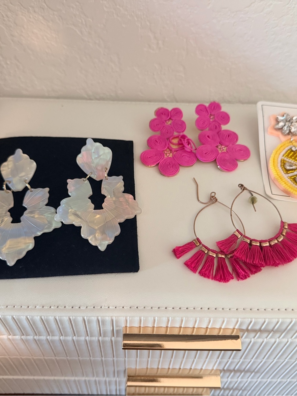 Colorful Earrings - floral, pink, lemon, & iridescent